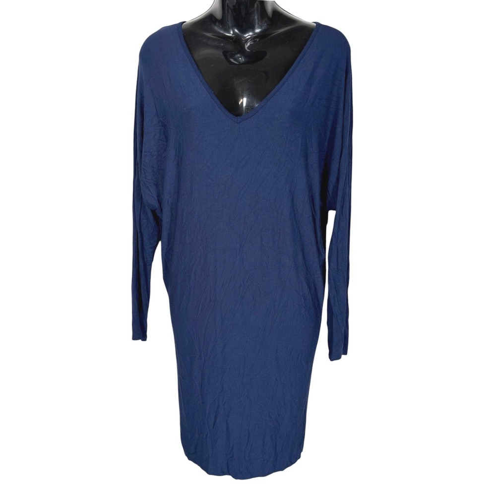NOT FOR SALE Blue‎ Long Sleeve V Neck Casual T Shirt Dress Soft Comfycore Medium